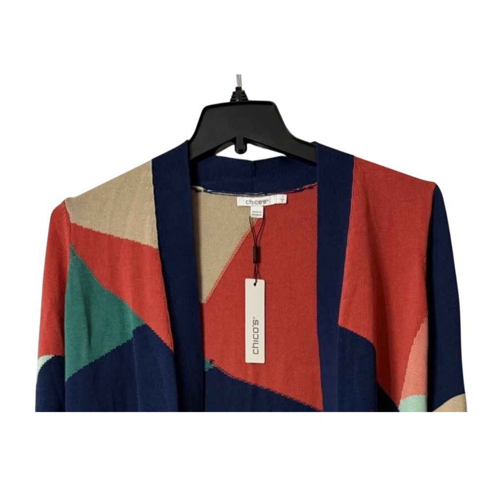 NWT Chicos Womens Open Front Long Sleeve Cardigan Sweater Size 1 Medium (8-10) - Picture 2 of 13